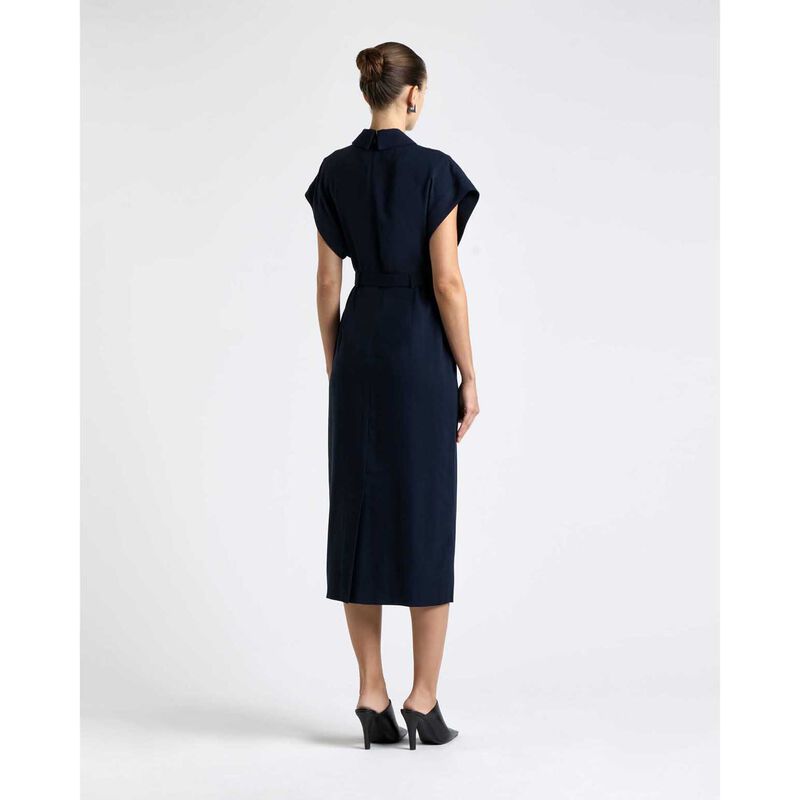 Cue Viscose Twill Belted Midi Pencil Dress image number 1